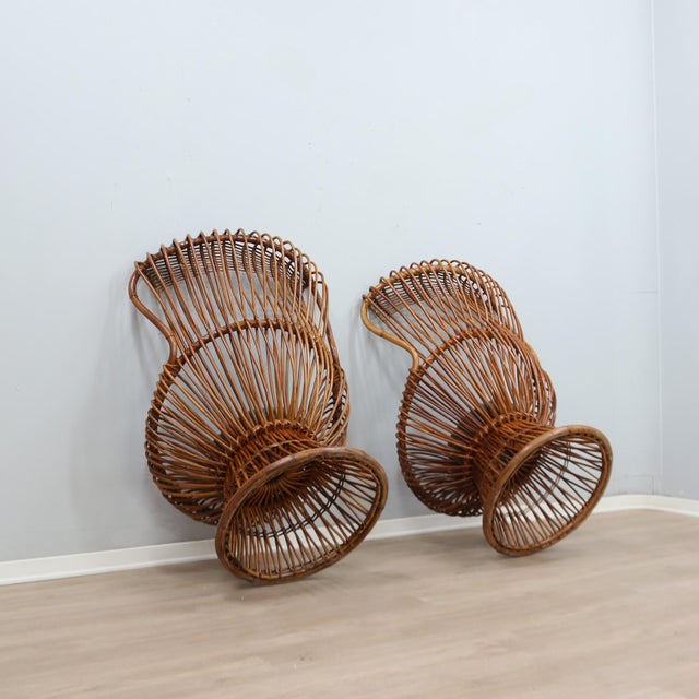 Margherita Armchairs in Rattan and Cane by Franco Albini, 1950s, Set of 2 For Sale - Image 6 of 13