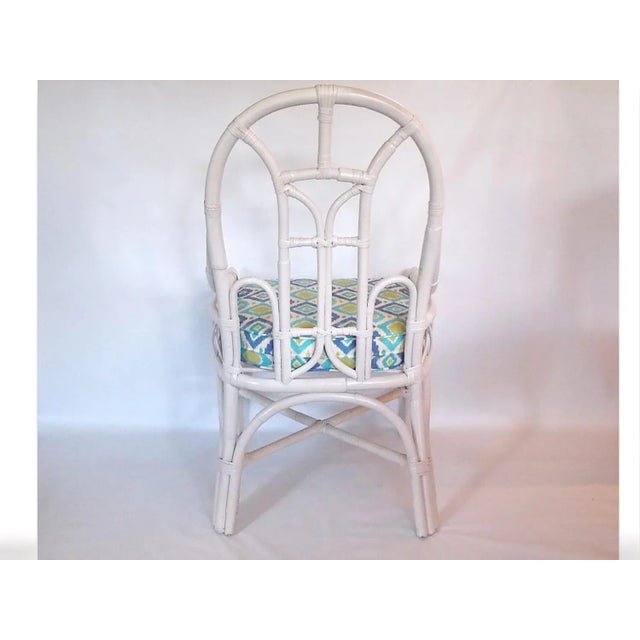 Wood White Rattan Chairs- Set of 4 For Sale - Image 7 of 9