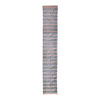 Long Indian Dhurrie Runner Rug For Sale