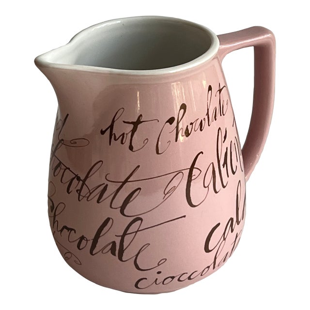 Vinatge Pink & Brown Hot Chocolate Pitcher For Sale
