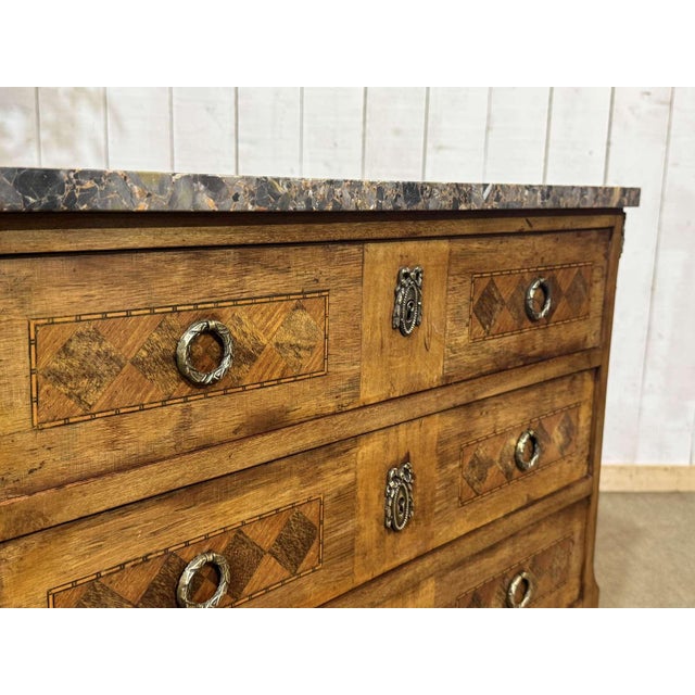 Transitional Style Walnut Commode with Marble Top, 1950s For Sale - Image 18 of 18