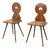Swiss Folk Art Fruitwood Escabelle Hall Chairs, 1840, Set of 2 For Sale
