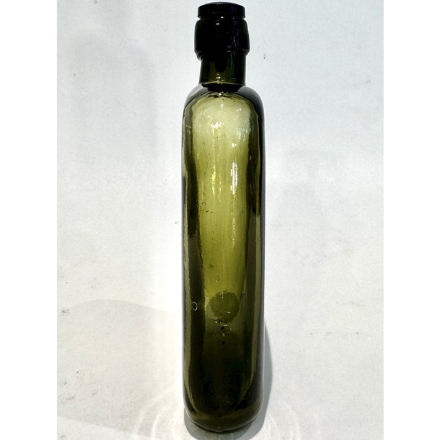 Bottle Green Olive Green Glass Apothecary Bottle With Original Glass Stopper Circa 1930’s For Sale - Image 8 of 12
