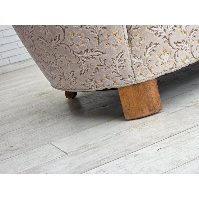 Danish 2-Seater Banana Sofa in Light Green-Gray Furniture Velour, 1970s For Sale - Image 6 of 18