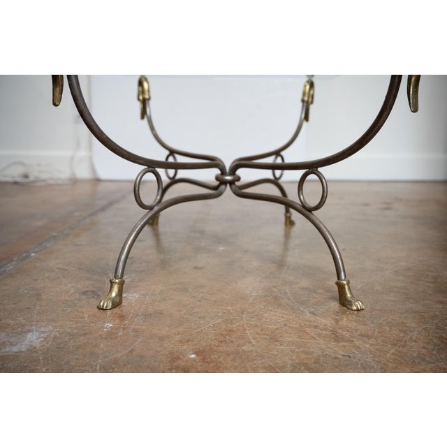 French Mid-Century Coffee or Low Table With Wrought Iron Base and Glass Top For Sale - Image 10 of 11