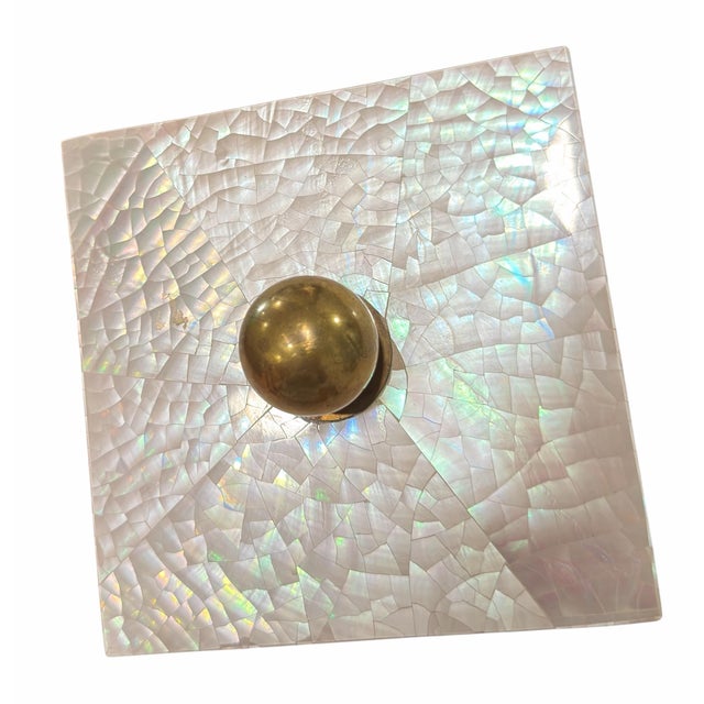 Pair of Maitland Smith Brass and Tesselated Shell Boxes For Sale - Image 10 of 10