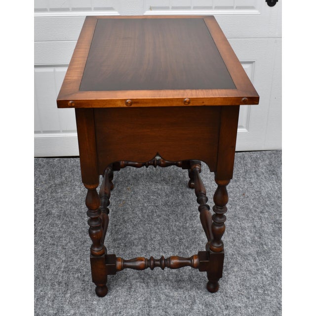 1920s Antique Walnut Table William and Mary Style Accent Side 3 Drawers For Sale - Image 5 of 16