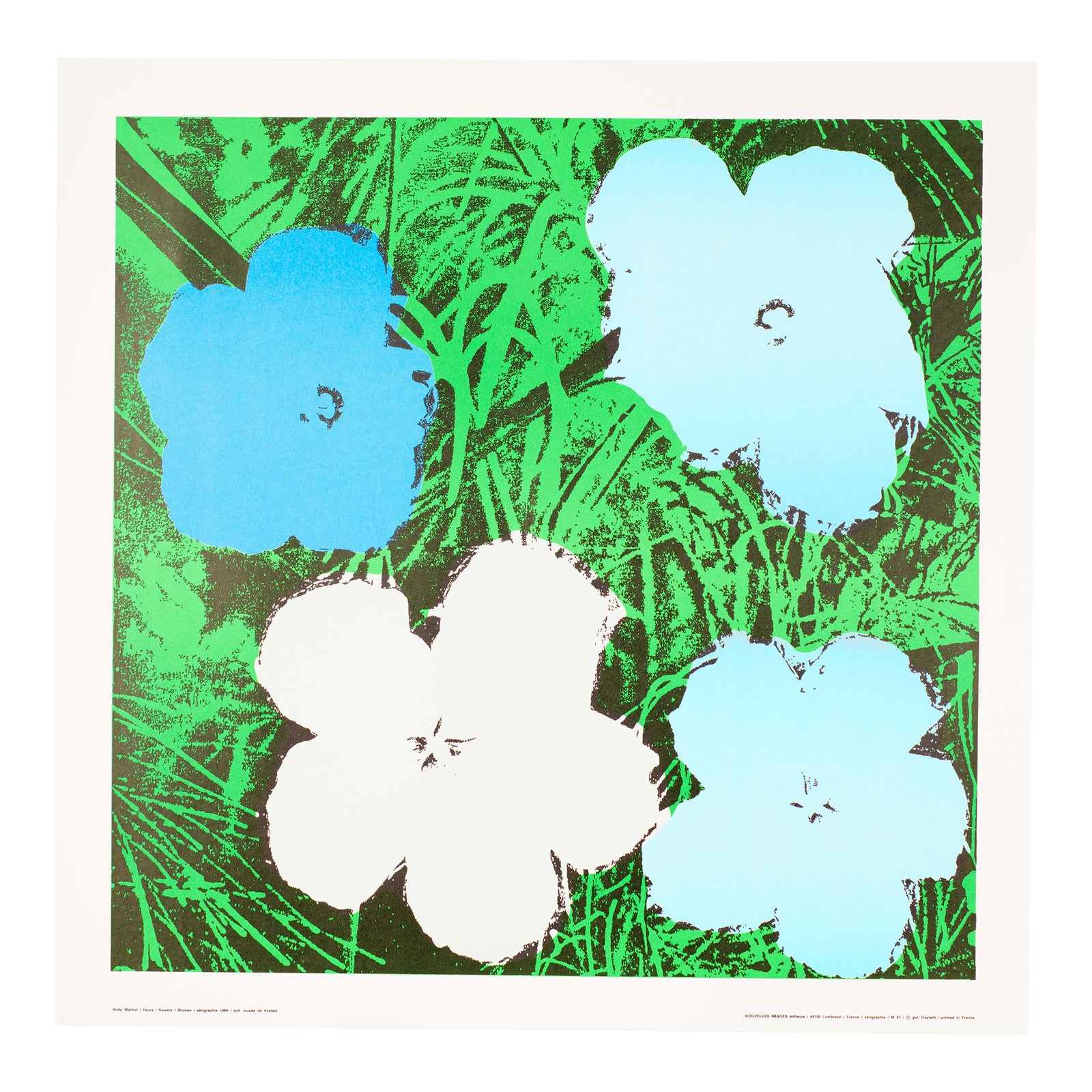 Andy Warhol 1970 Blue Flowers Authentic Original Poster 27.5 X