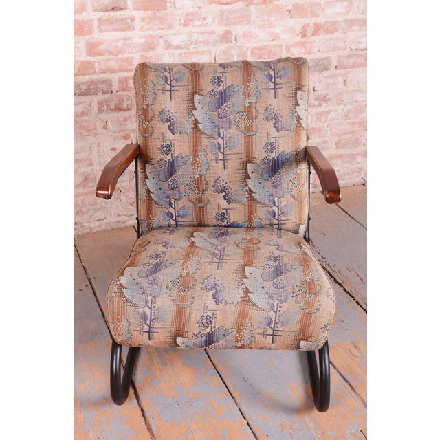 Blue Bauhaus Armchairs in Beech and Steel, Czech, 1930s, Set of 2 For Sale - Image 8 of 13