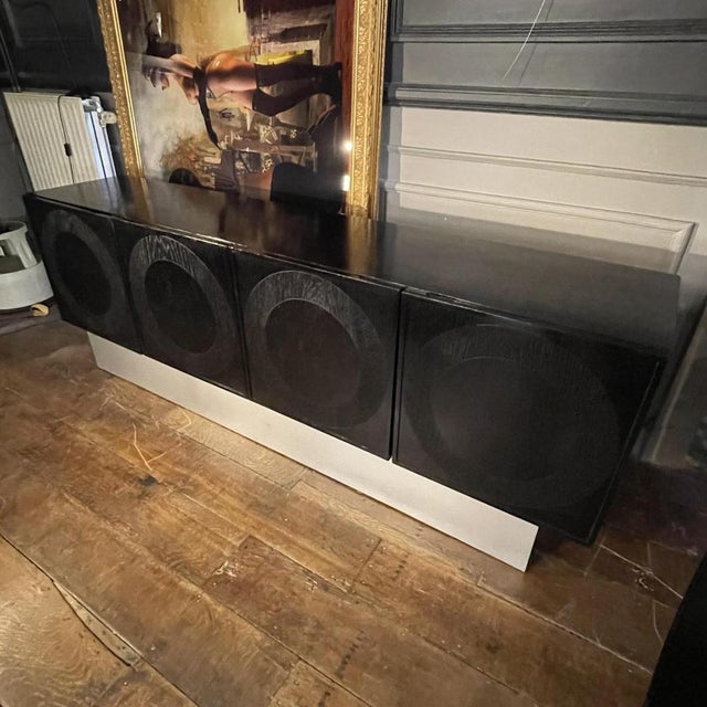 Brutalist / op'art style buffet / sideboard with 4 doors, designed in the 1970s by the belgian furniture company de coene...