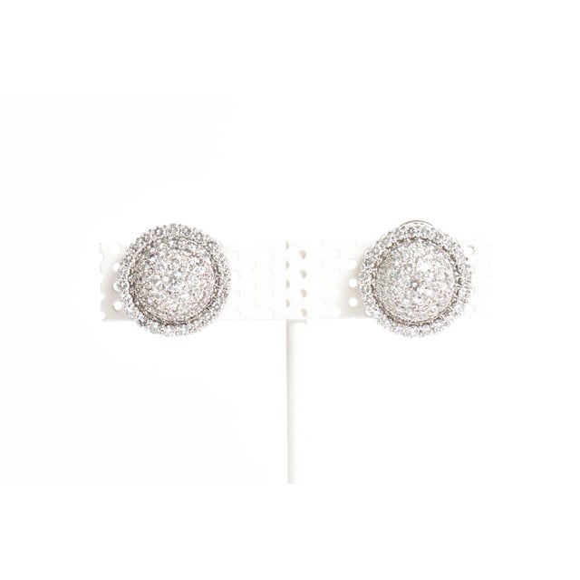 2000 - 2009 Italian 18 Karat Gold and Diamond Pierced Lever Back Dome Earrings - 2 Pieces For Sale - Image 5 of 12