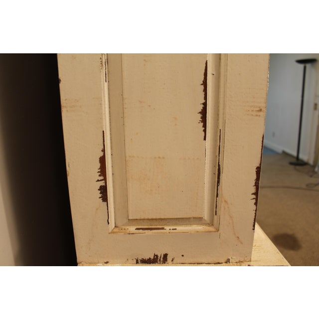 Large Country French Rustic Distressed White Bread Cupboard Chairish
