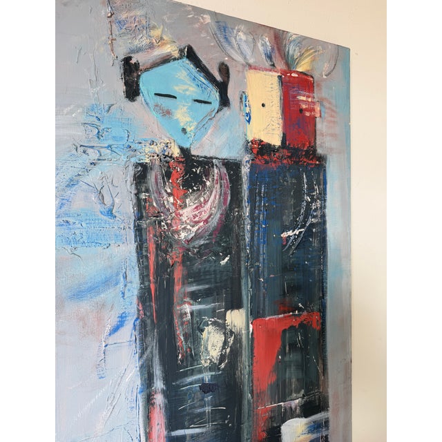 1980’s Vintage Lynn Impressionist Abstract Figurative Oil Painting on Canvas - Unframed For Sale - Image 10 of 15