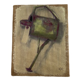 1990s Still Life Painting of a Garden Watering Can by Carol Rowan For Sale