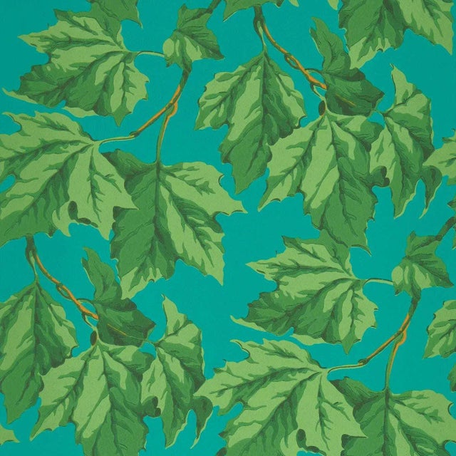 Harlequin Dappled Leaf Wallpaper in Emerald/Teal - a Sample For Sale