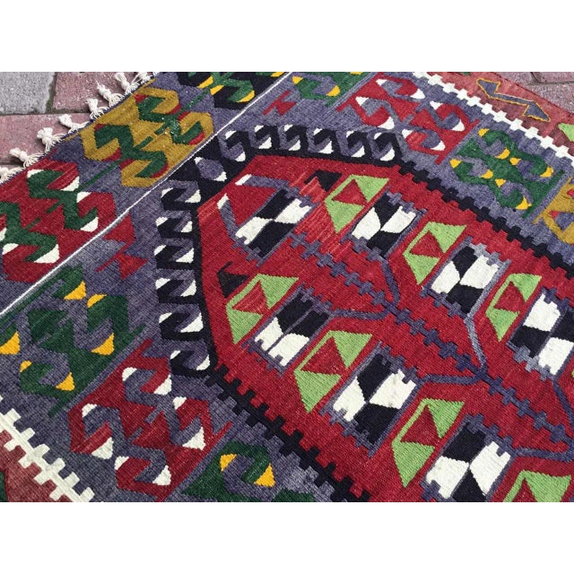 Red Turkish Kilim Rug - 3'4" X 4'5" For Sale - Image 8 of 11