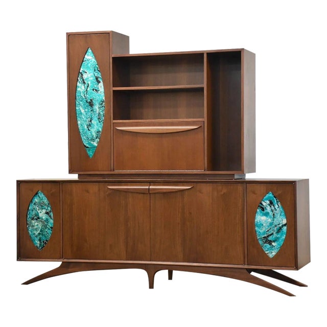 1960s Refinished Walnut Vladimir Kagan Style Sideboard Credenza For Sale