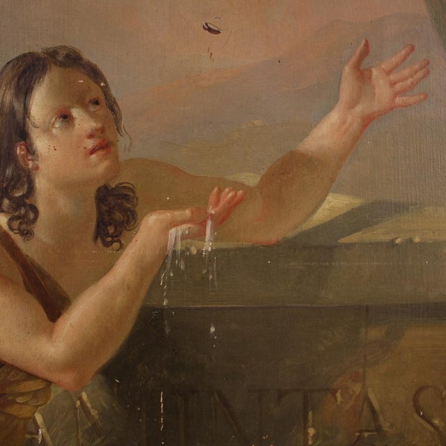 French Artist, Neoclassical Scene, 1830, Oil on Panel For Sale - Image 8 of 16