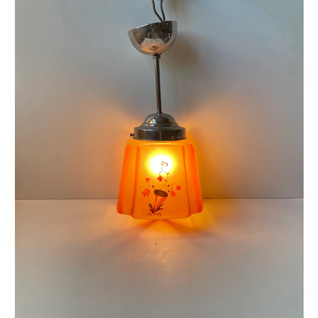 Scandinavian Art Deco Pendant Lamp in Nickel and Colored Glass, 1930s For Sale - Image 9 of 10
