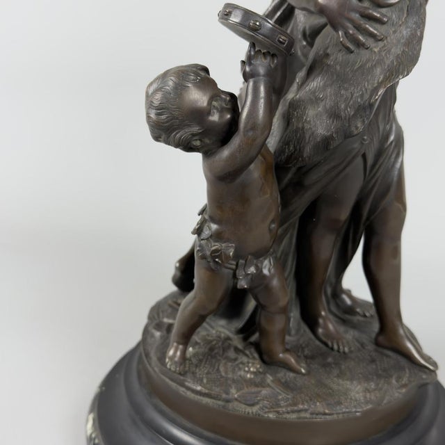 Metal Clodion, The Childhood of Silene, 20th Century, Bronze on Marble Base For Sale - Image 7 of 16