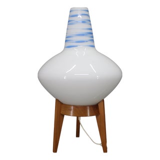 Mid-Century Uluv Table Lamp in Maple Wood and Glass, Czech, 1960s For Sale