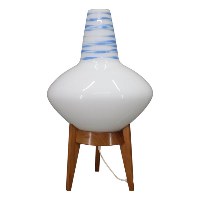 Mid-Century Uluv Table Lamp in Maple Wood and Glass, Czech, 1960s For Sale