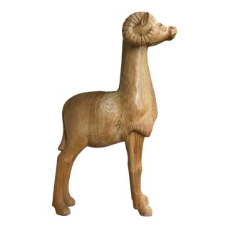 Large Wooden Ram Sculpture For Sale