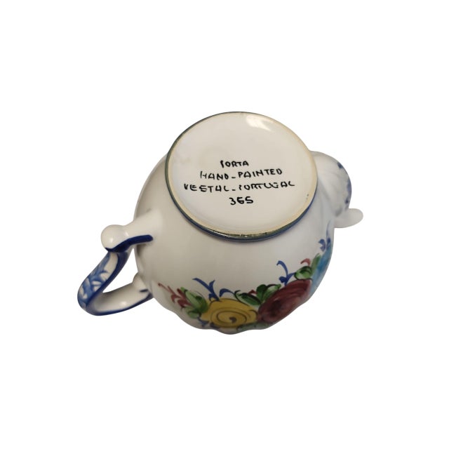 Ceramic 1970s Vestal Portugal Hand-Painted Floral Teapot For Sale - Image 7 of 7