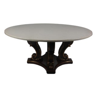Henredon Mahogany & Gilt Center Table Console Table Marble Top Table For Sale