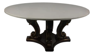 Henredon Mahogany & Gilt Center Table Console Table Marble Top Table