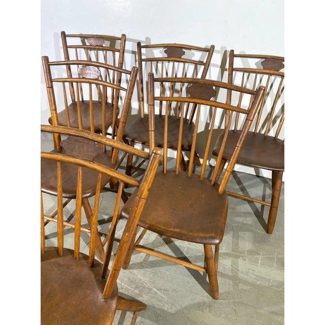An Antique Early American set of six faux-bamboo-style Windsor Chairs. c.1810