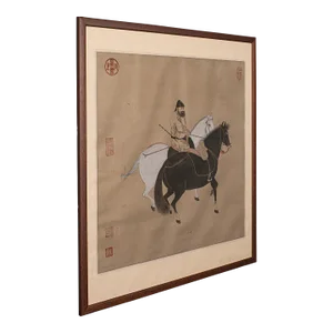 1950's Chinese Vintage Framed Ink on Paper Picture