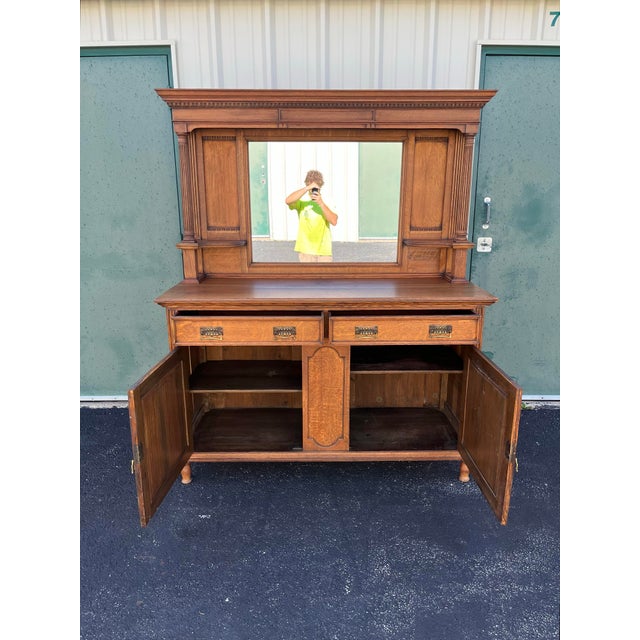 Antique Arts and Crafts Quartersawn Oak Sideboard Buffet For Sale - Image 12 of 12