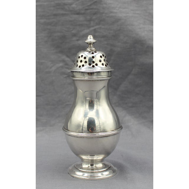 Sterling silver muffineer, London, 1912, for Pairpoint Brothers. Georgian taste. Made by AP, FP, AP. 1/2" lid rim dent &...