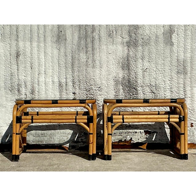 Vintage Coastal Pencil Reed Side Tables - A Pair For Sale - Image 12 of 12