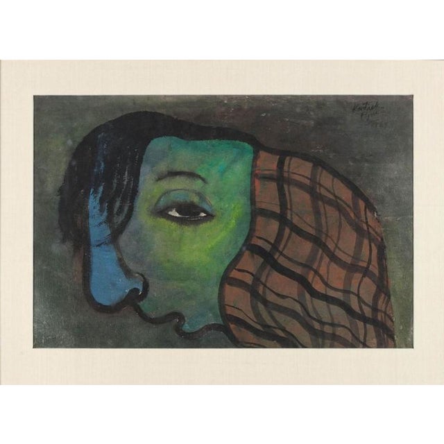 Mid 20th Century Kartick Chandra Pyne Surrealism Watercolor Painting For Sale