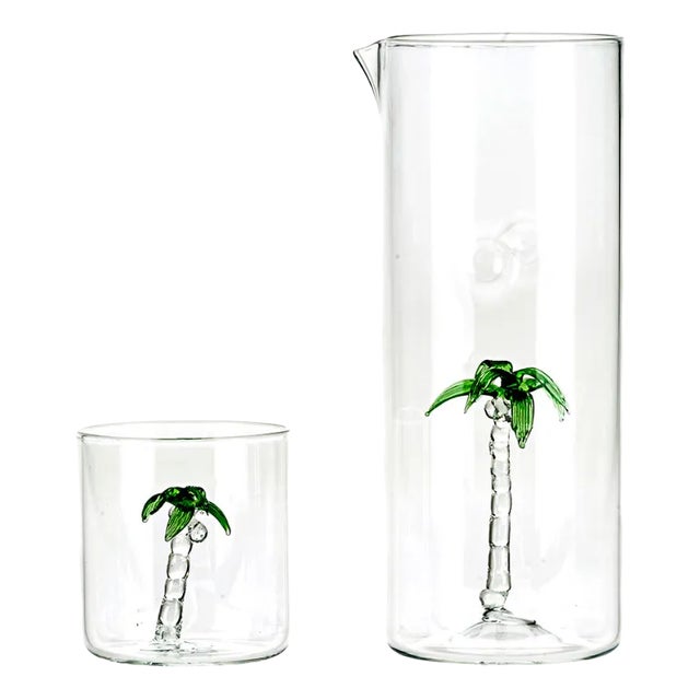 Palm Set of Jug and 4 Glasses from Casarialto, Set of 5 For Sale