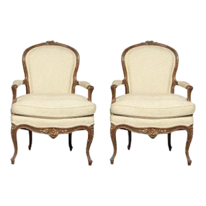 Louis XV Style Pair 19th Century French Bergères Armchairs