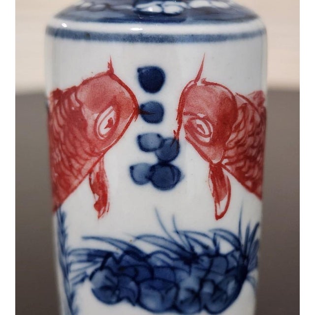 19th C. Chinese Guangxu Copper-Red & Cobalt Porcelain Snuff Bottle For Sale - Image 10 of 10