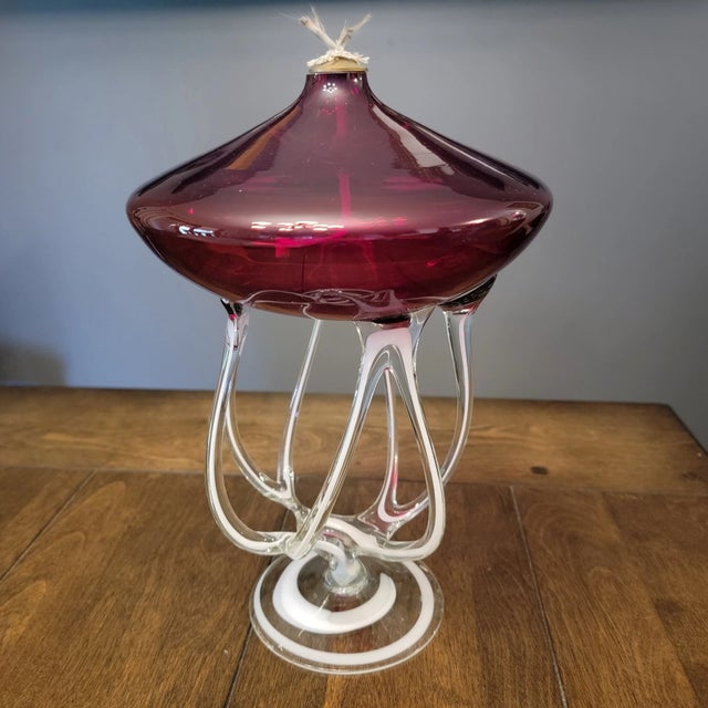 Mid-Century Modern Vintage Jozefina Krosno Glass Art Oil Lamp Made in Poland For Sale - Image 3 of 4