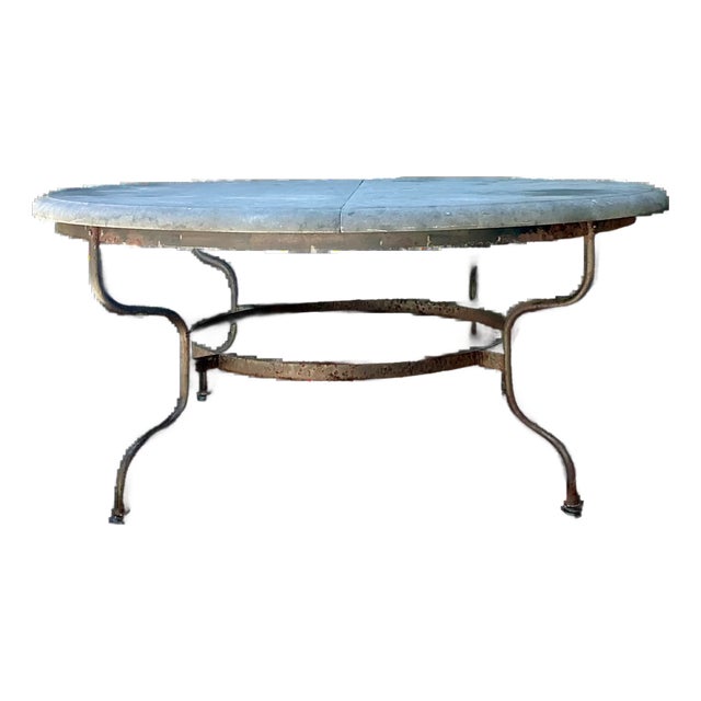 Vintage Monumental Solid Granite Top Dining Table For Sale