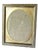 A beautifully detailed vintage silver tone picture frame featuring an elegant oval gold matte opening surrounded by finely...