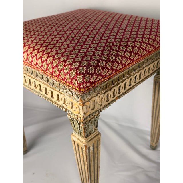 Elegant Pair of Mid-20th Century French Louis XVI Style Painted Stools For Sale - Image 4 of 6