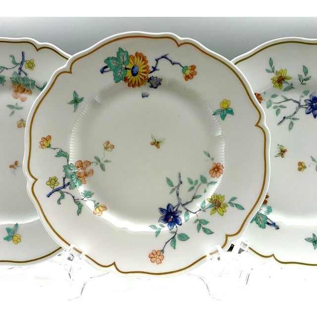 Three salad plates in the Shalimar pattern by Haviland. Rare find. The vibrant plates feature beautiful multi-colored...