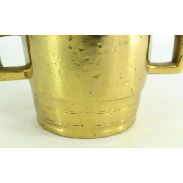 19th Century Apothecary Mortar and Pestle Set, Heavy Solid Bronze/Brass, Polished For Sale In Houston - Image 6 of 13
