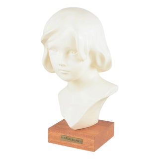 Plaster Bust of a Young Girl, Scandinavia, Mid-20th Century For Sale