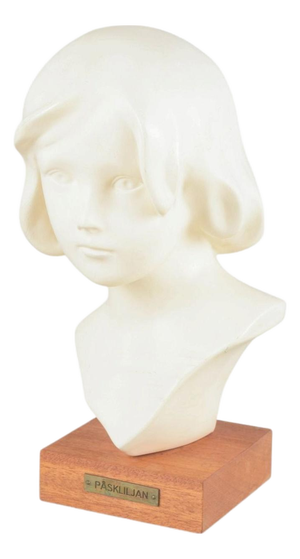 Plaster Bust of a Young Girl, Scandinavia, Mid-20th Century