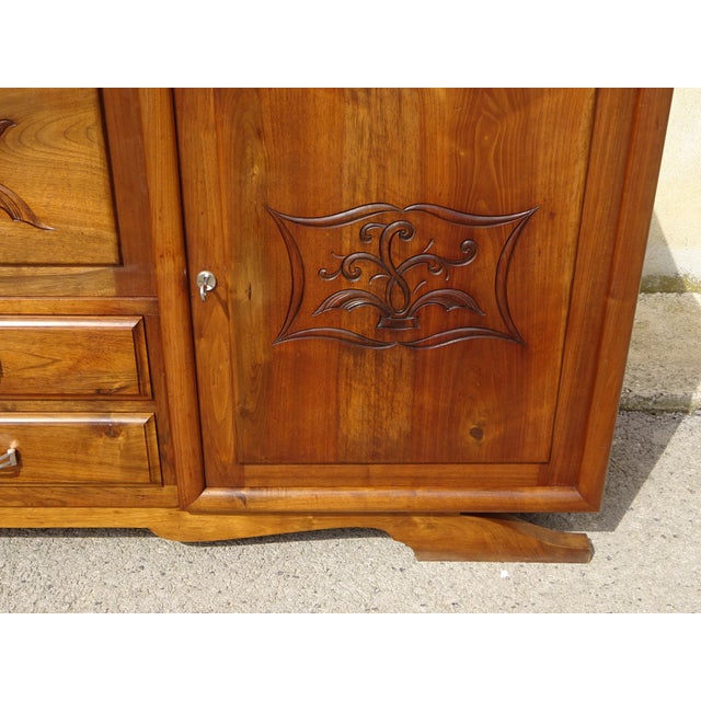 Large Vintage Sideboard in Walnut and Black Marble, 1950s For Sale - Image 10 of 18