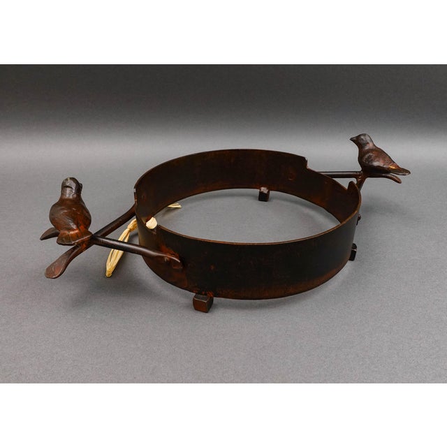 Mid-Century Modern Jan Barboglio Hand Forged Iron Metal Bird Serving Dish Holder Tray Sculpture For Sale - Image 3 of 9