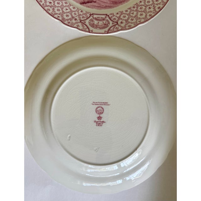 1931 Royal Cauldon Phillips Exeter Academy Pink Transferware Plates, Set of 4 For Sale - Image 9 of 10